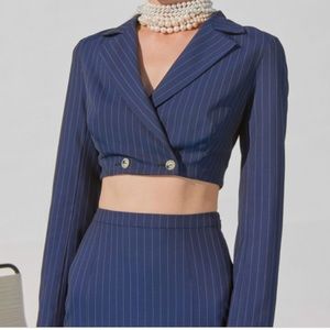 NWT STAUD ‼️ Cropped Pinstriped Blazer